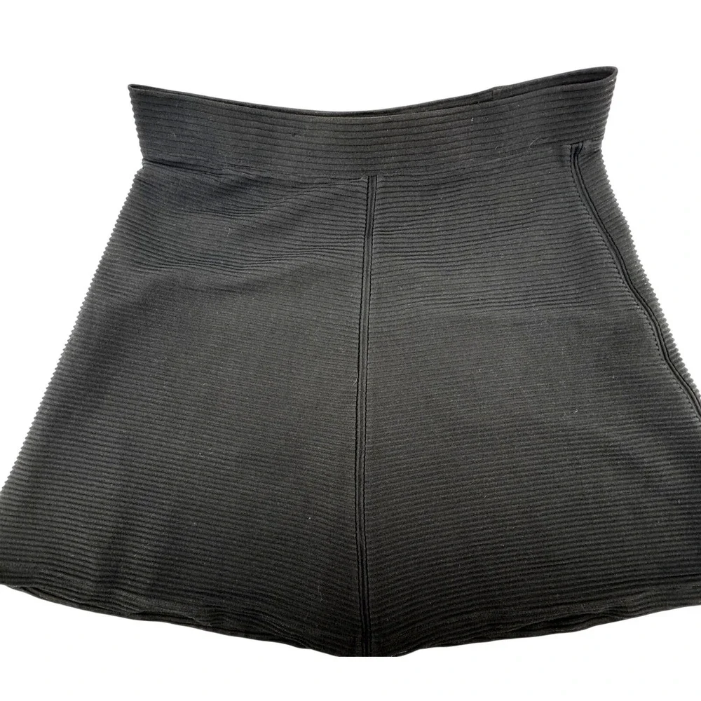 Vince Ribbed Knit Overlay Mini Skirt Women Medium‎ Black A-Line Cotton Blend